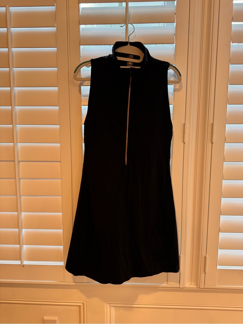 RHONE Black Sleeveless Zip-Front sport Dress with built in shorts